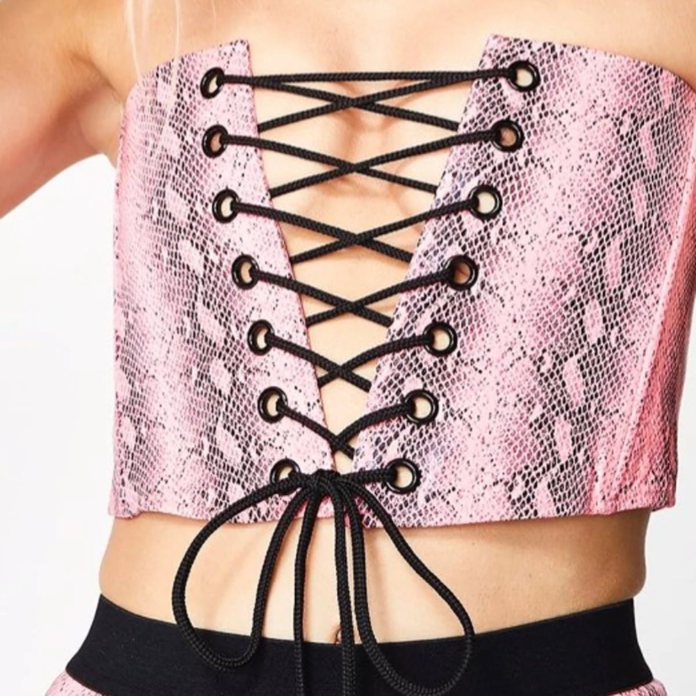 Dollskill Pink Corset Lace Up Top